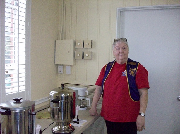 Brenda has coffee ready for guest